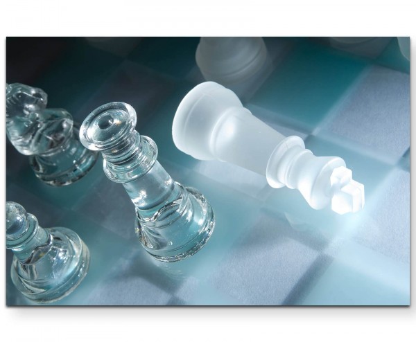 Fotografie Schachfiguren aus Glas - Leinwandbild