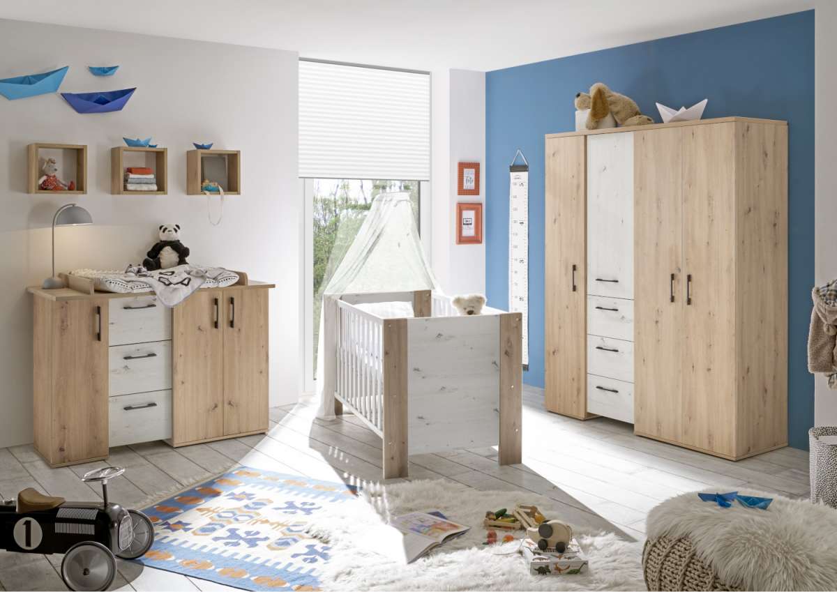 Babyzimmer Micha I in Asteiche und Artisan Weiß von Mäusbacher Komplett Set 