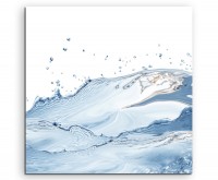 Künstlerische Fotografie – Wasserspritzer in Hellblau und Grau auf Leinwand