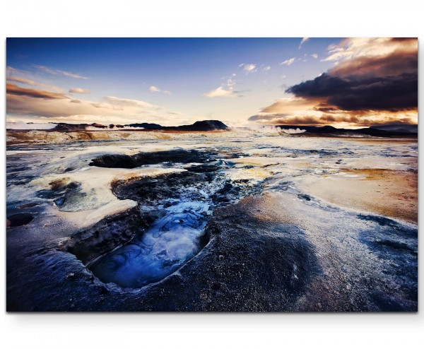 Geothermale Landschaft bei Sonnenuntergang Island - Leinwandbild