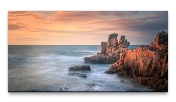 Bilder XXL Abendstimmung am Meer 50x100cm Wandbild auf Leinwand