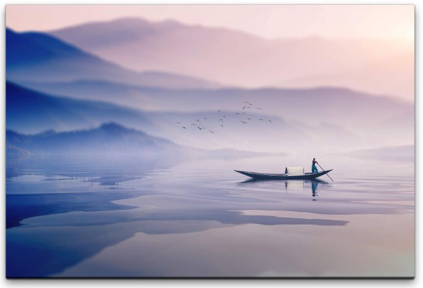 Landschaft mit Ruderboot Wandbild in verschiedenen Größen