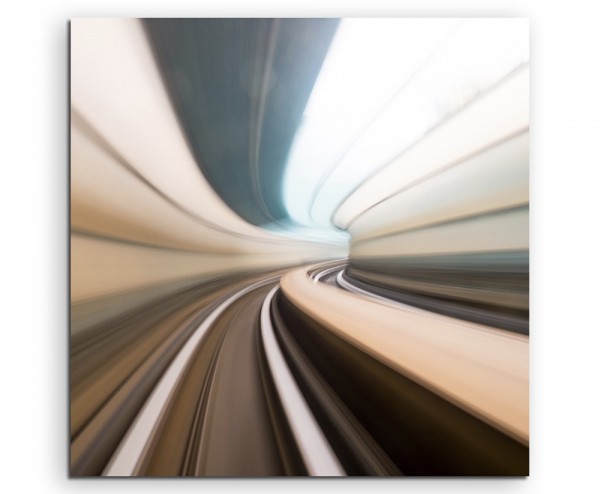 Künstlerische Fotografie Autobahntunnel bei Geschwindigkeit auf Leinwand exklusives Wandbild moder