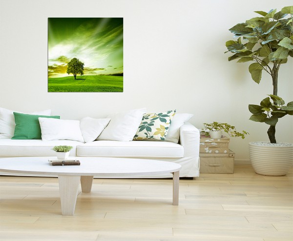 120x80cm Landschaft Wiese Baum Himmel grün