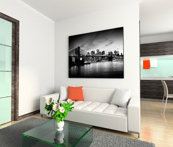 120x80cm Wandbild Manhattan Brooklyn Bridge Skyline Sonnenuntergang