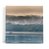 Sangha Fluss Kongo Fischer Natur Bäume Nebel