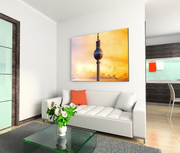 120x80cm Wandbild Berlin Fernsehturm Sonnenuntergang