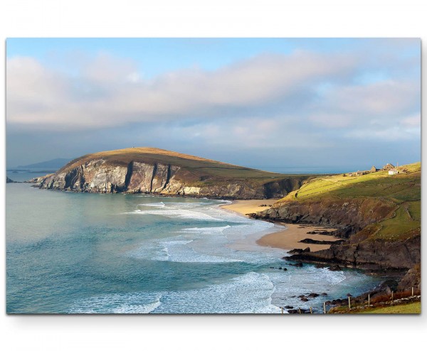 Landschaftsfotografie idyllischer Strand und Felsküste - Leinwandbild