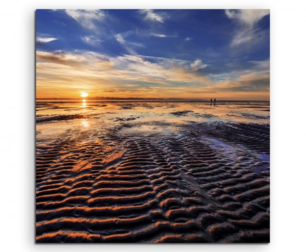 Landschaftsfotografie – Ebbe bei Sonnenuntergang auf Leinwand