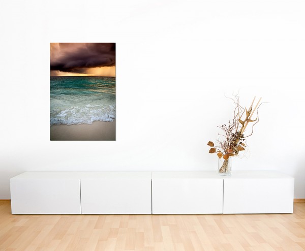 120x60cm Meer Wellen Sturm Wolken Malediven