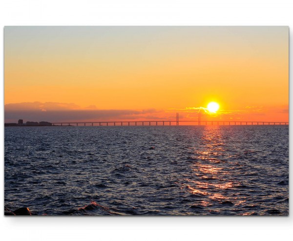 Sonnenuntergang von Schweden nach Dänemark - Leinwandbild