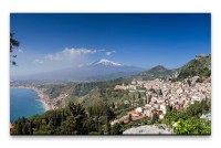 Bilder XXL Sonniges Panorama von Taormina Wandbild auf Leinwand