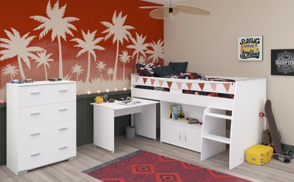 TOLLES Jugendzimmer Reverse 13 von Parisot 2 teilig mit Hochbett in Weiß - Jugendzimmer Kinderzimmer Möbel Teenagerzimmer