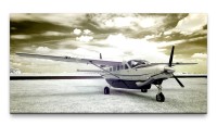 Bilder XXL Flugzeug schwarz weiss 50x100cm Wandbild auf Leinwand