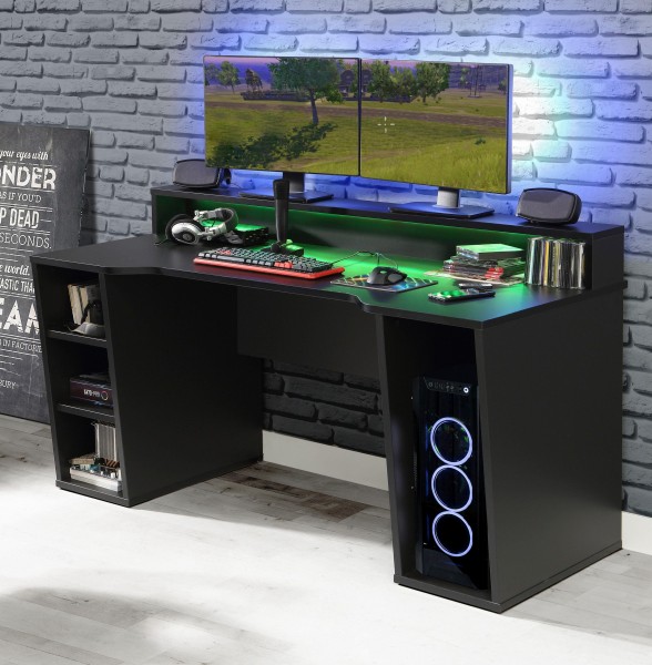 FORTE Gamingtisch Tezaur in Schwarz mit RGB-Beleuchtung+++ von möbel-direkt+++ schnell und günstig