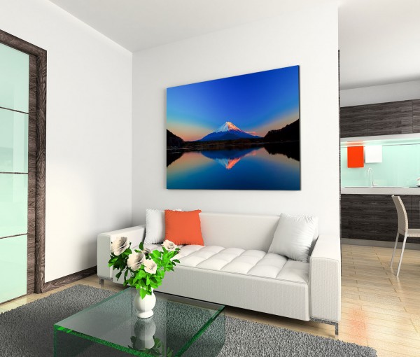 120x80cm Wandbild Fuji Berg See Sonnenaufgang Reflexion