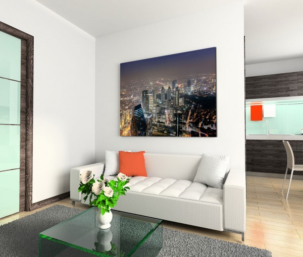 120x80cm Wandbild Istanbul Skyline Gebäude modern Lichter Nacht