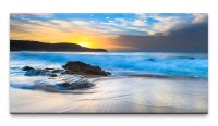 Bilder XXL Sonnenuntergang am Meer 50x100cm Wandbild auf Leinwand