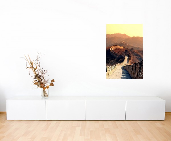 120x60cm China Mauer Berge Morgenlicht Natur