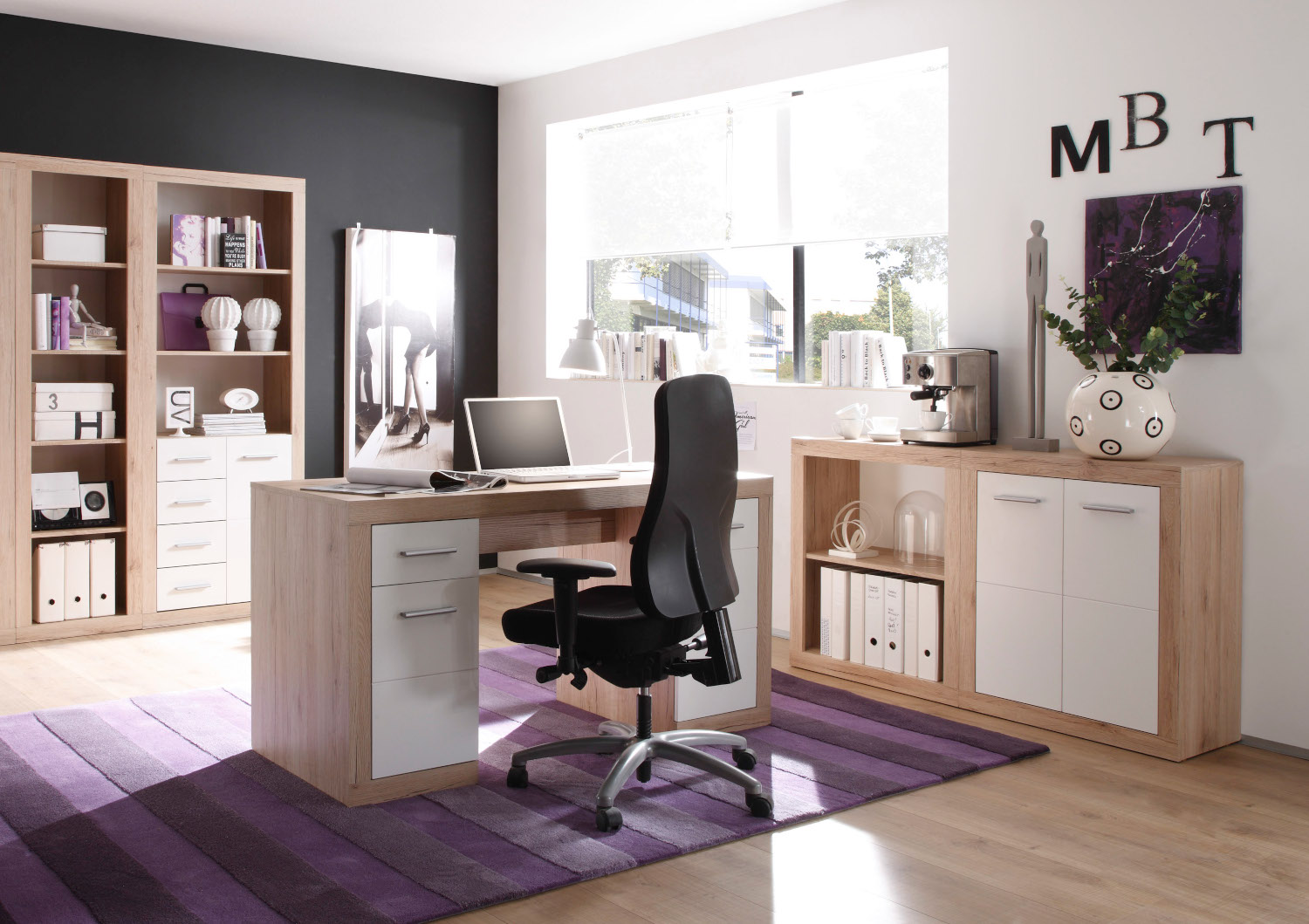 Büromöbel Ideo Can Can in Eiche San Remo und Weiß