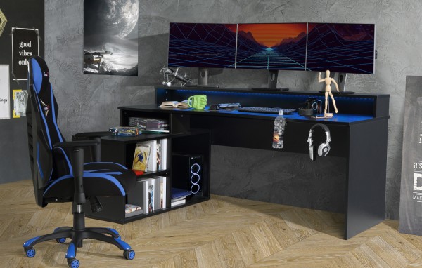 FORTE Gamingtisch Tezaur 200 cm breit mit RGB-Beleuchtung