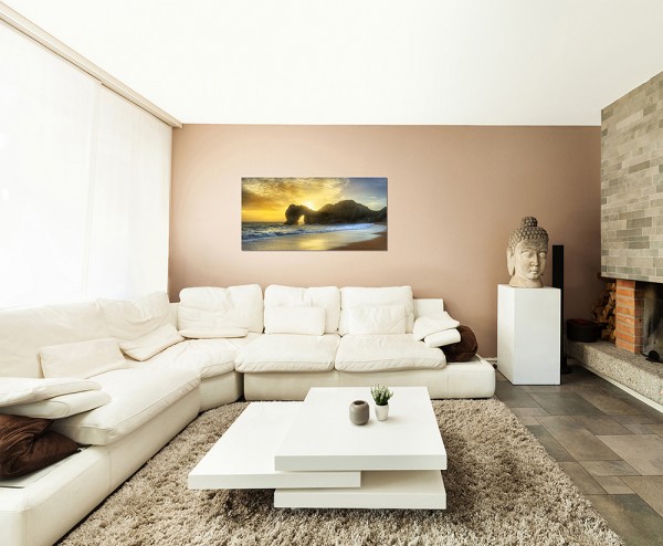 120x60cm Meer Ozean Sonnenaufgang Fels