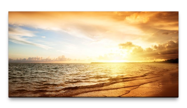Bilder XXL Sonnenaufgang am Meer 50x100cm Wandbild auf Leinwand