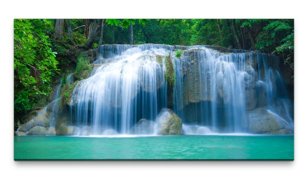 Bilder XXL Thailändischer Wasserfall 50x100cm Wandbild auf Leinwand