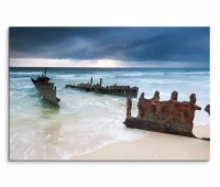 120x80cm Wandbild Australien Strand Wrack Wolken Sonnenaufgang
