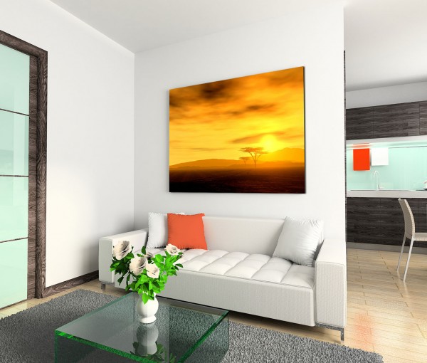 120x80cm Wandbild Sonnenuntergang Afrika Wolken