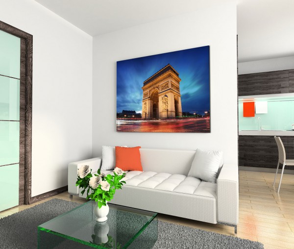 120x80cm Wandbild Paris Arc de Triomphe Triumphbogen Abendlicht