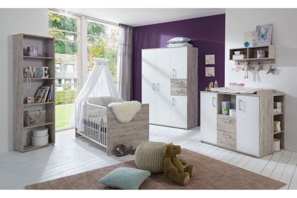 Babyzimmer Bente in Eiche Sand und Weiß von Arthur Berndt 7 teiliges Megaset +++ von möbel-direkt+++ schnell und günstig