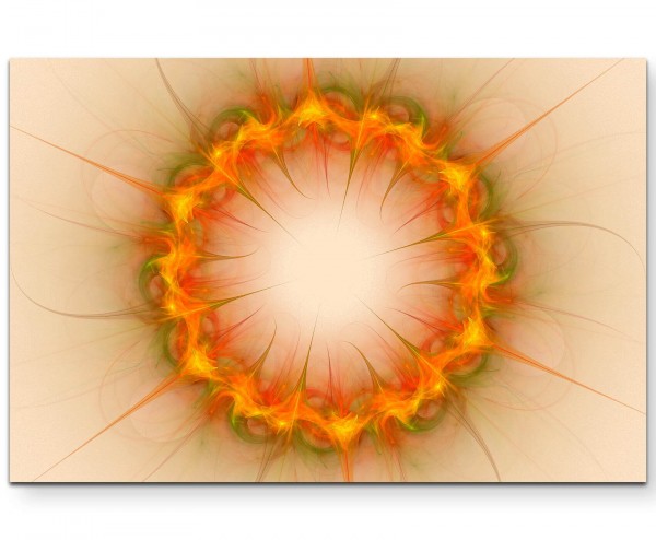 Abstraktes Bild Kreis + orange-grün - Leinwandbild