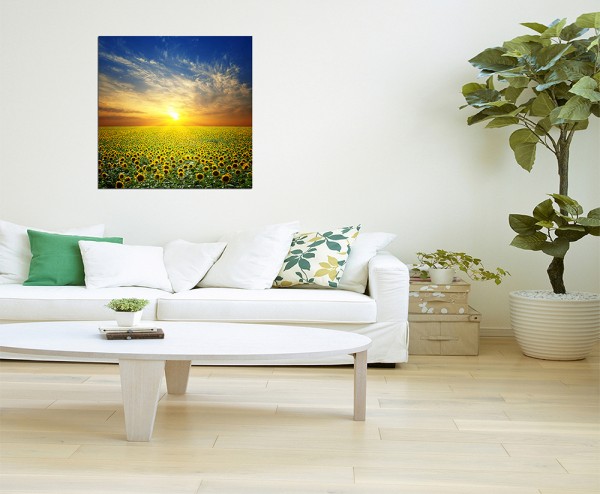 80x80cm Sommerlandschaft Sonnenblumen Sonne