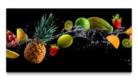 Bilder XXL Früchte im Wasser auf Schwarz 50x100cm Wandbild auf Leinwand