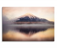 120x80cm Wandbild Fuji Berg See Nebel Spiegelung