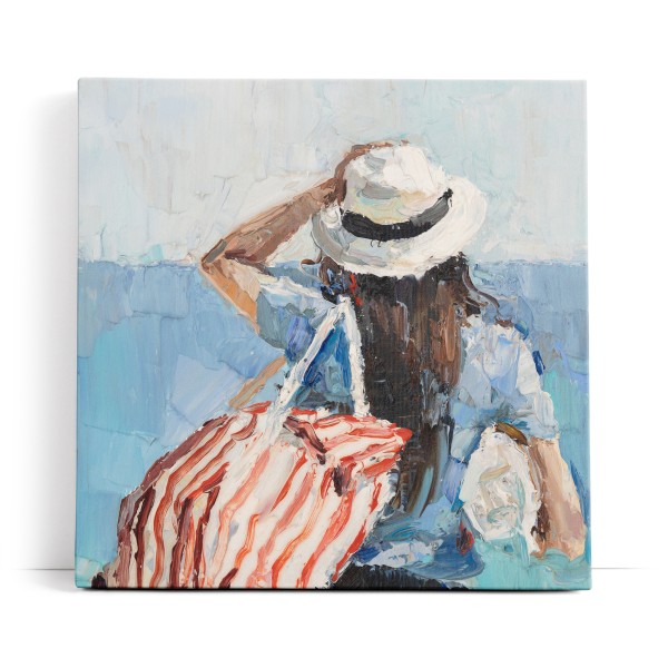 Junge Frau geht zum Strand Abstrakt Blau Kunstvoll