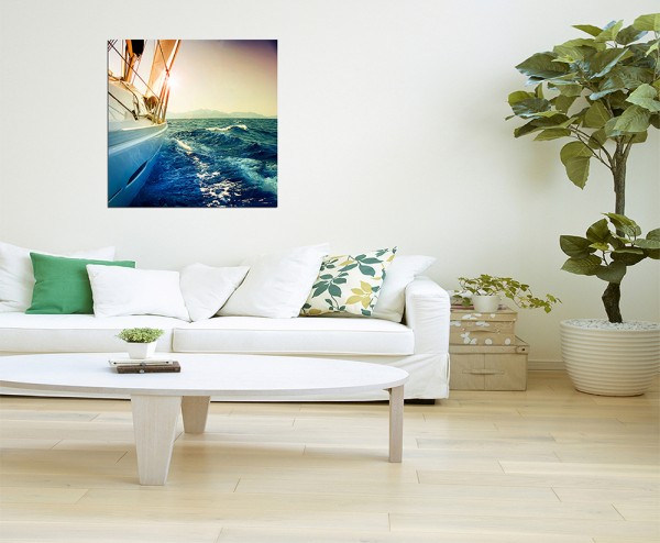 80x80cm Segelboot Yacht Meer Wellen