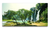 Bilder XXL Wasserfalllandschaft in Vietnam 50x100cm Wandbild auf Leinwand