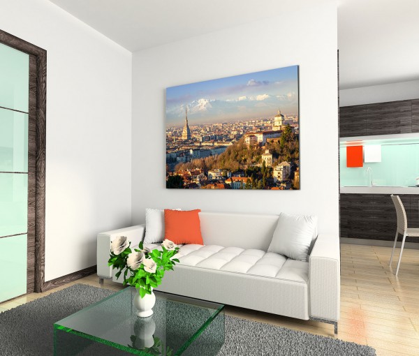 120x80cm Wandbild Italien Turin Stadt Alpen