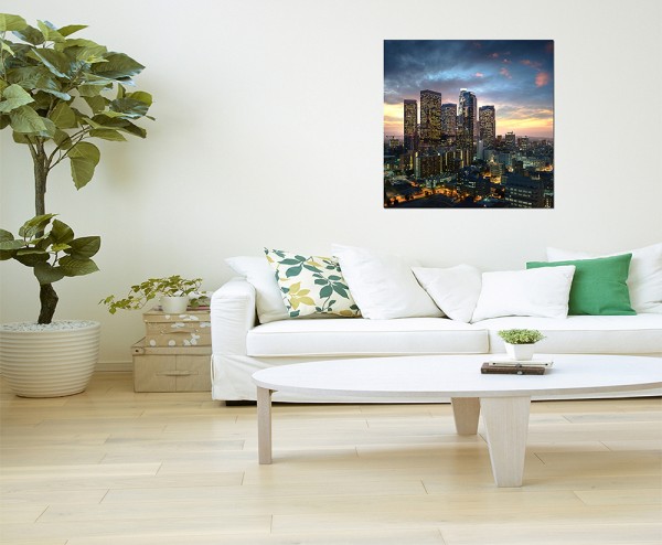 80x80cm Los Angeles Skyline Sonnenuntergang