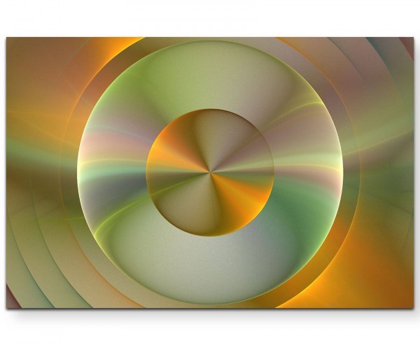 Abstraktes Bild golden, grün, metallic konzentrische Kreise - Leinwandbild