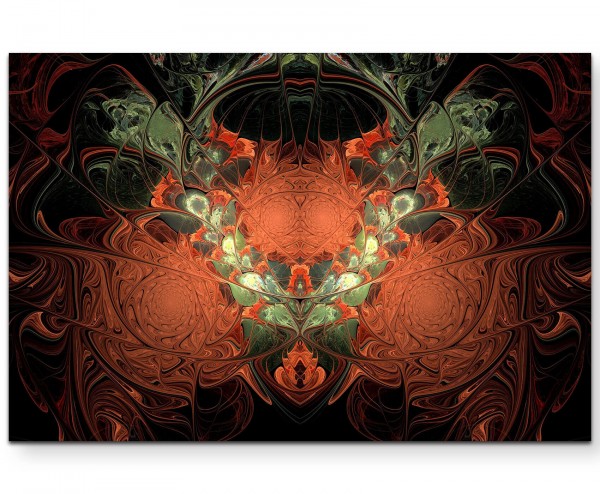abstraktes Design  oliv + orange, rankenartig - Leinwandbild