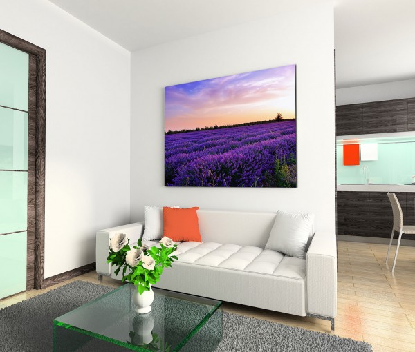 120x80cm Wandbild Provence Lavendelfeld Sommer Abendlicht