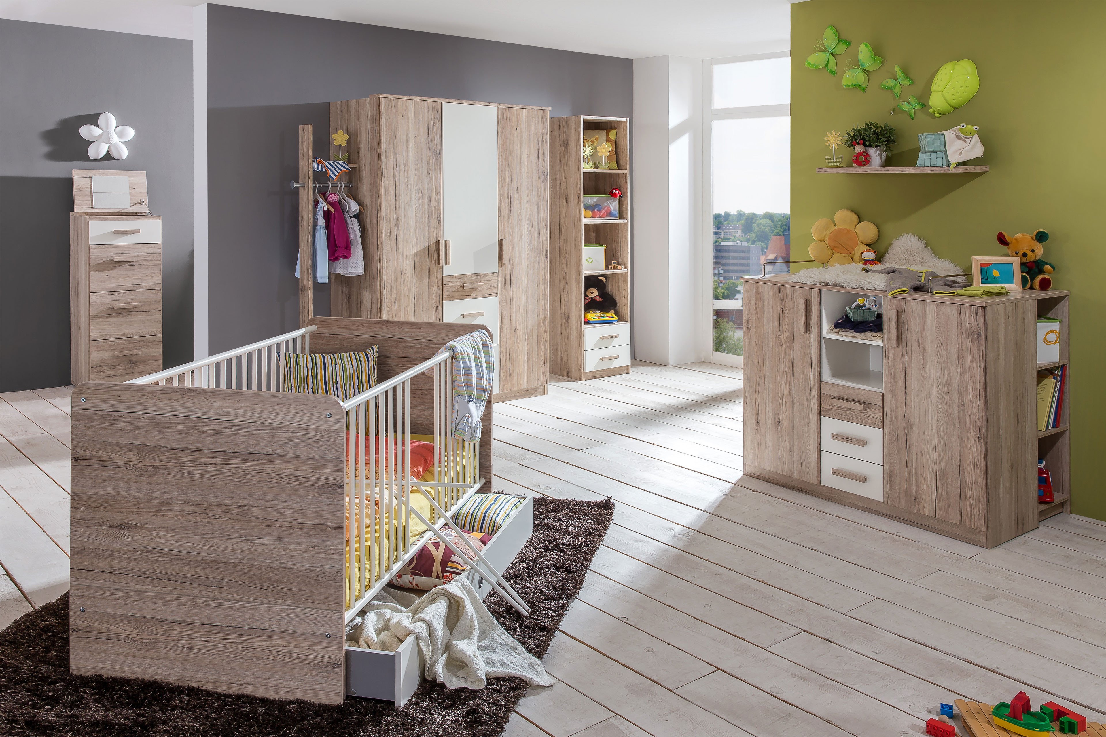 9 teilig Megaset Möbel von Cariba Eiche Wimex | Babyzimmer Direkt