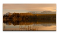 Bilder XXL Wasserspiegelung mit Bäumen 50x100cm Wandbild auf Leinwand