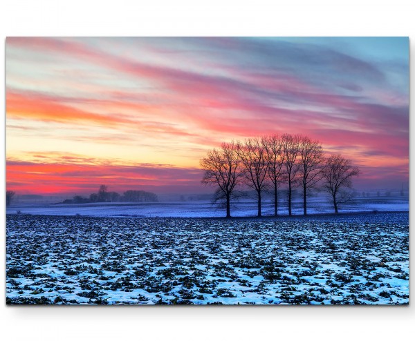 Landschaftsfotografie idyllischer Sonnenuntergang über den Feldern - Leinwandbild