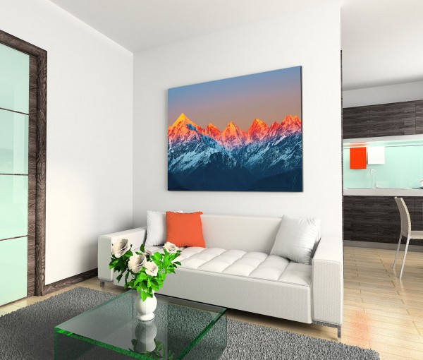 120x80cm Wandbild Indien Himalaya Gebirge Sonnenuntergang