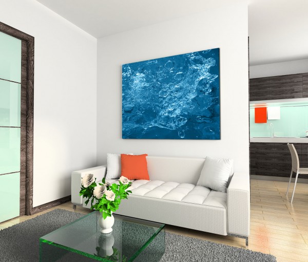 120x80cm Wandbild Wasser Luftblasen abstrakt Hintergrund blau