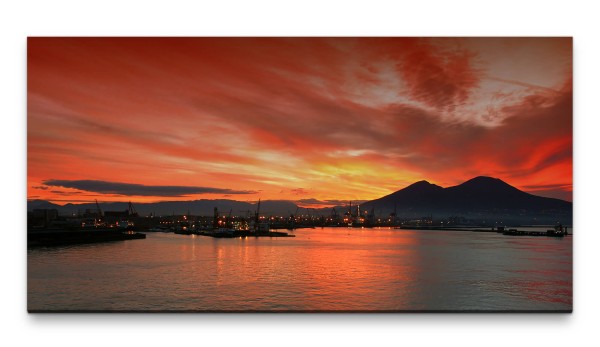 Bilder XXL Hafen bei Sonnenaufgang 50x100cm Wandbild auf Leinwand